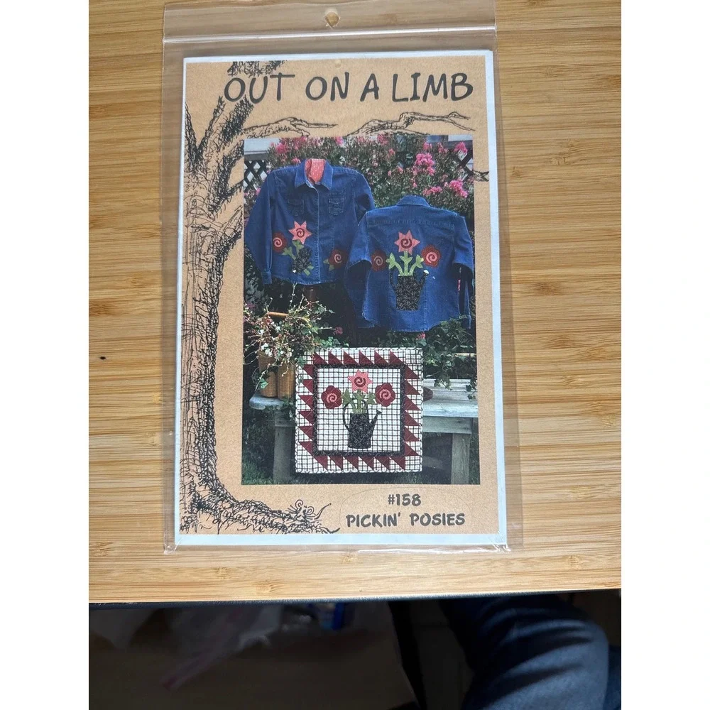 Out On A Limb Pickin Posies Sewing Pattern OS Brown Floral Applique Quilt 158